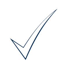 A simple blue check mark on a white background.